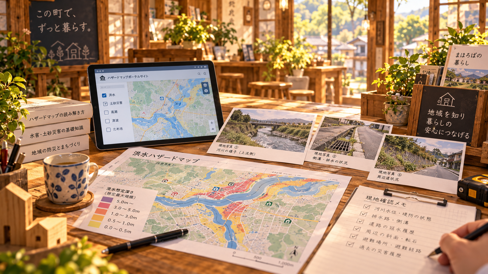 ハザードマップと現地確認の資料